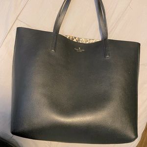 Kate Spade Black & Leopard Reversible Tote w/ Leopard Wristlet